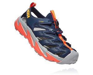 Hoka One One Hopara Mens Recovery Sandals Black Iris/Mandarin Red | AU-4875296